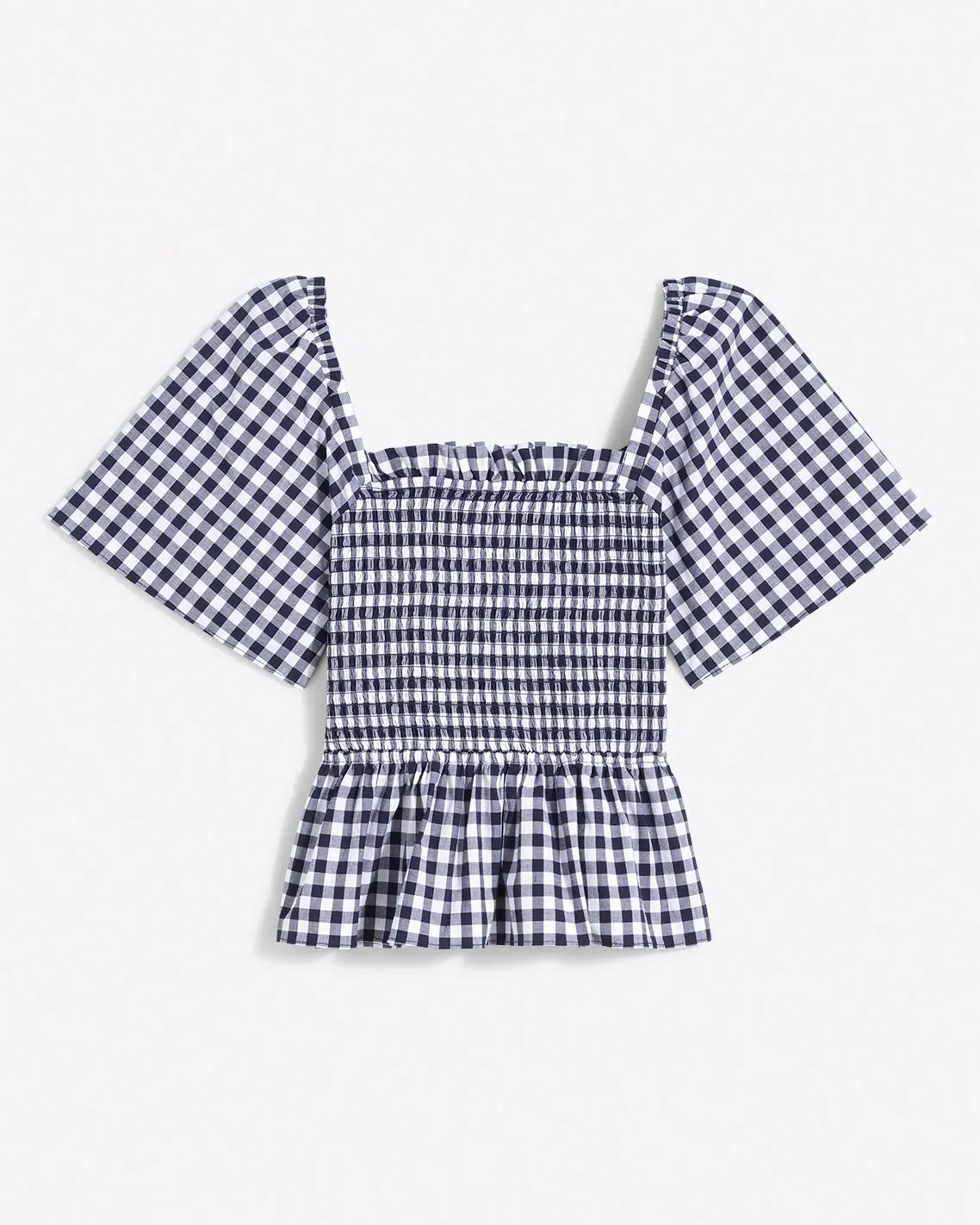 Deana Smocked Top in Navy Gingham