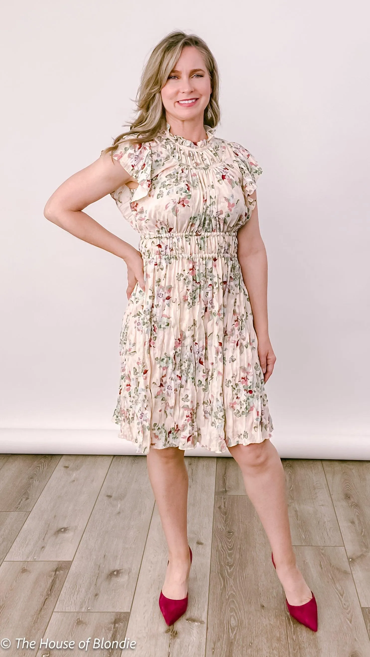 Delilah Crinkle Multi Floral Knee-length Dress