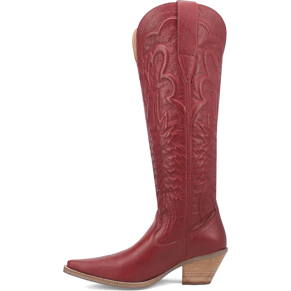 Dingo Raisin Kane Red Embossed Zipper and Snip Toe Leather Boots