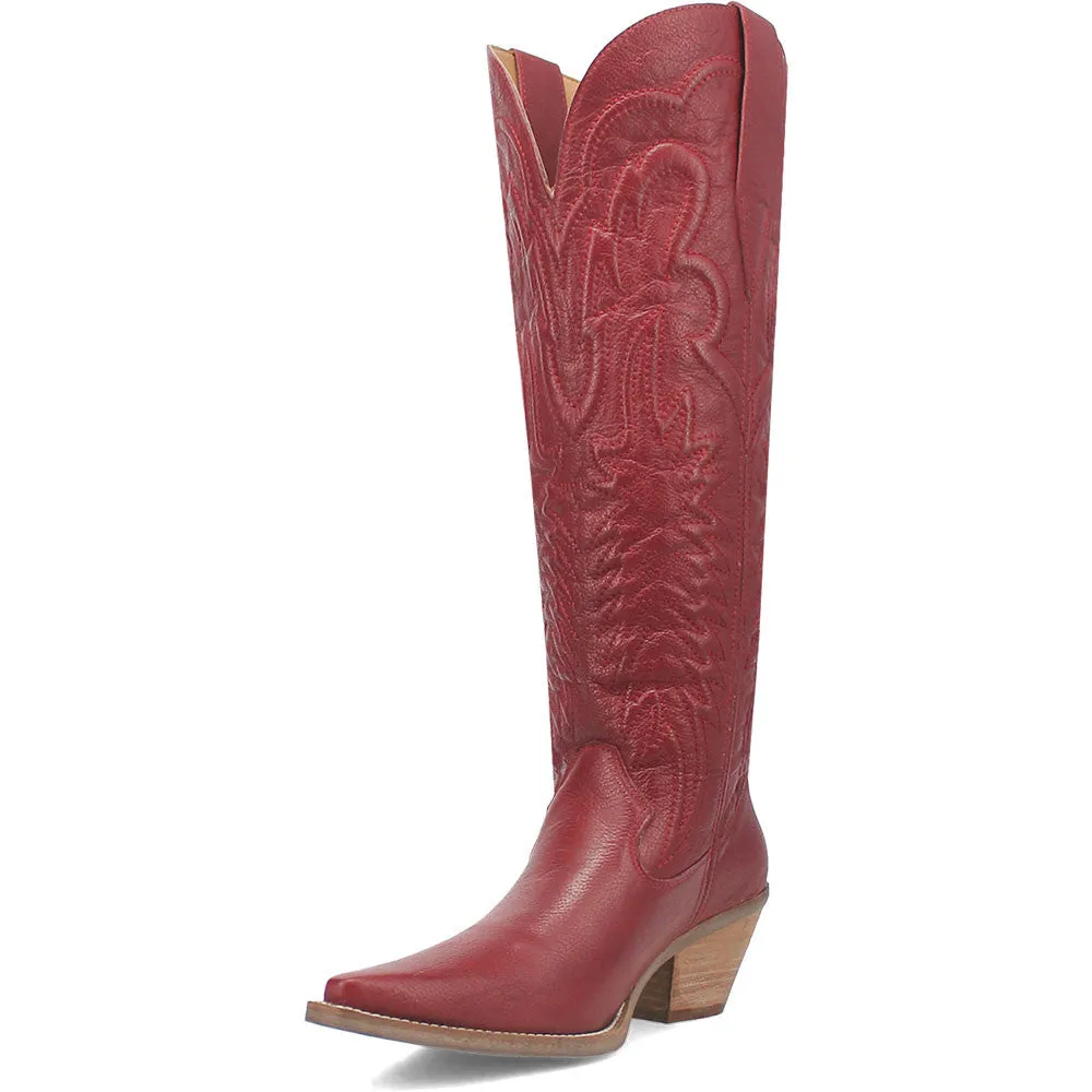 Dingo Raisin Kane Red Embossed Zipper and Snip Toe Leather Boots