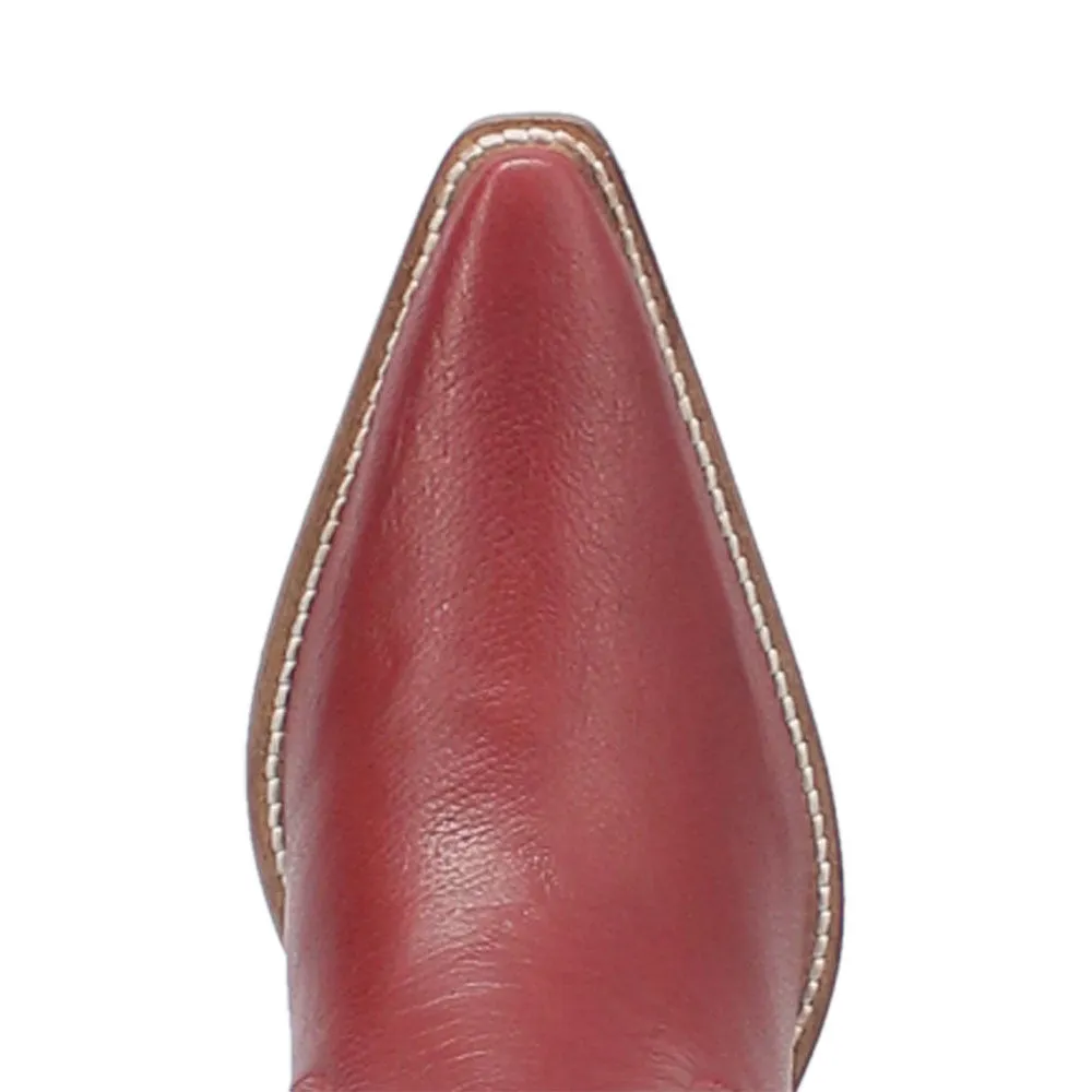 Dingo Raisin Kane Red Embossed Zipper and Snip Toe Leather Boots