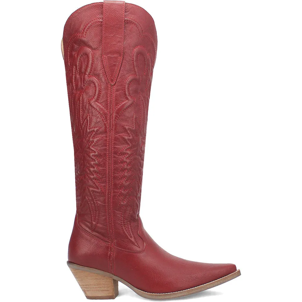 Dingo Raisin Kane Red Embossed Zipper and Snip Toe Leather Boots