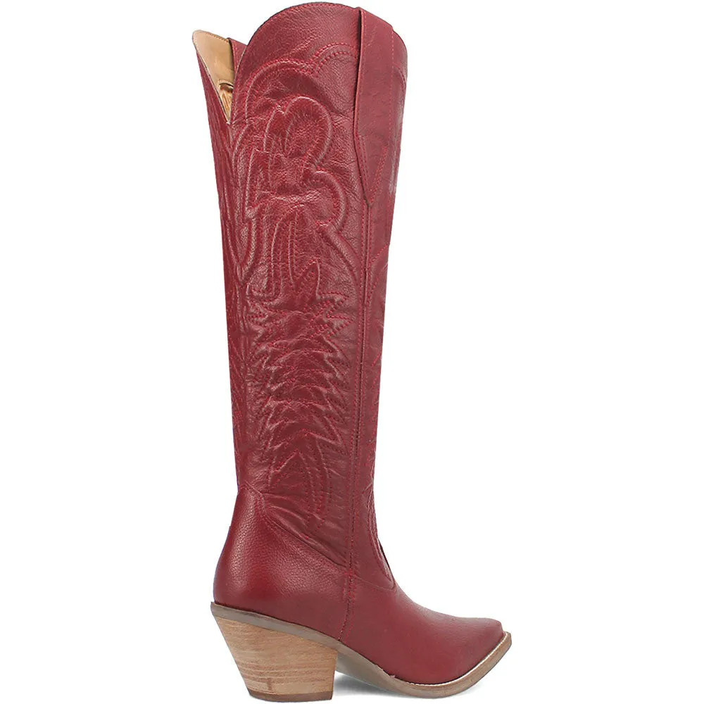 Dingo Raisin Kane Red Embossed Zipper and Snip Toe Leather Boots