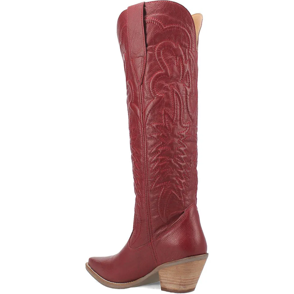 Dingo Raisin Kane Red Embossed Zipper and Snip Toe Leather Boots