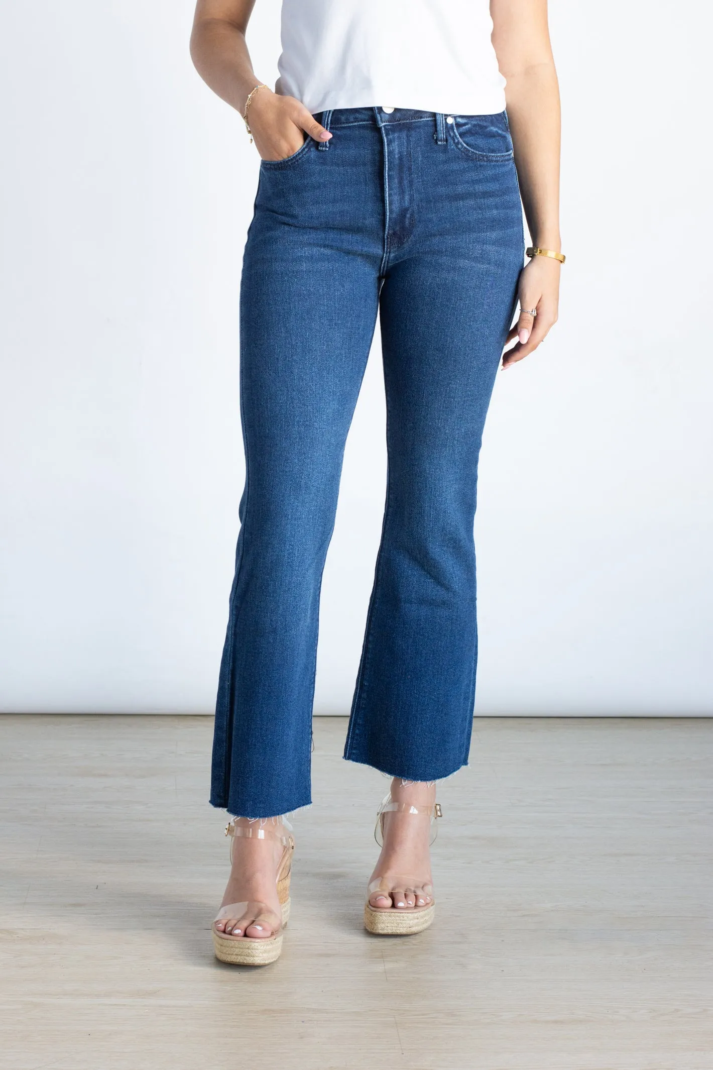 Dream City Dark Wash Crop Flare Denim