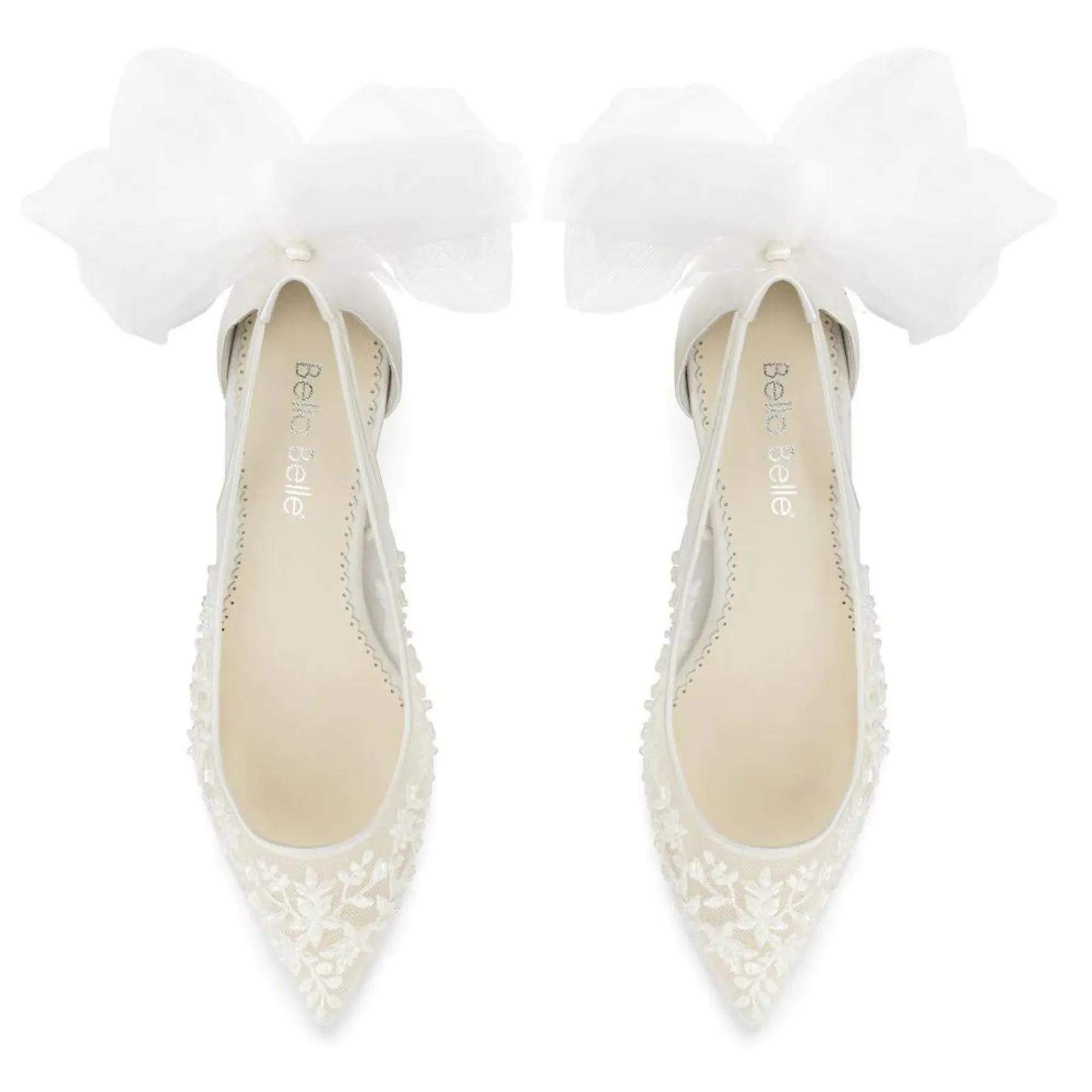 Easton - Slingback Block Heel Wedding Shoes with Tulle Bow