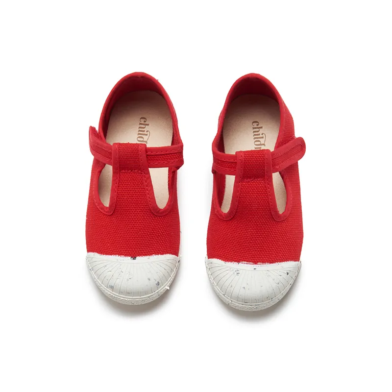 ECO-friendly T-band Sneakers in Red by childrenchic