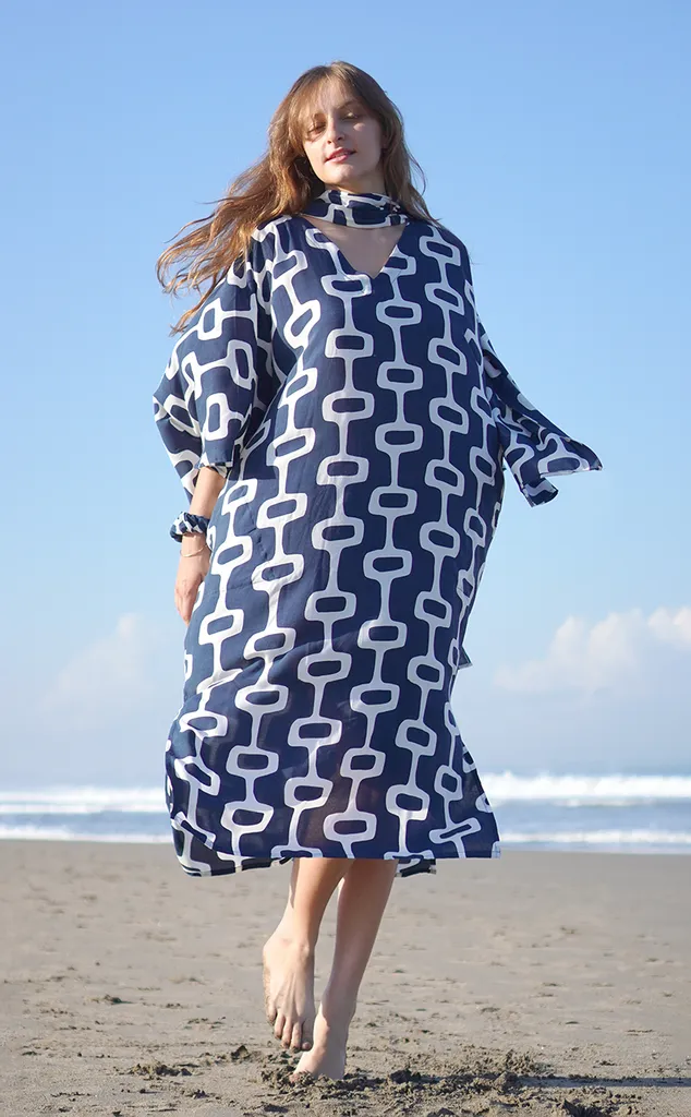 EcoDeluxe Space Indigo Kaftan Dress, 1 size