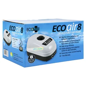 EcoPlus® EcoAir 8, Adjustable Air Pump, Eight Outlets, 13 Watt (380 GPH)