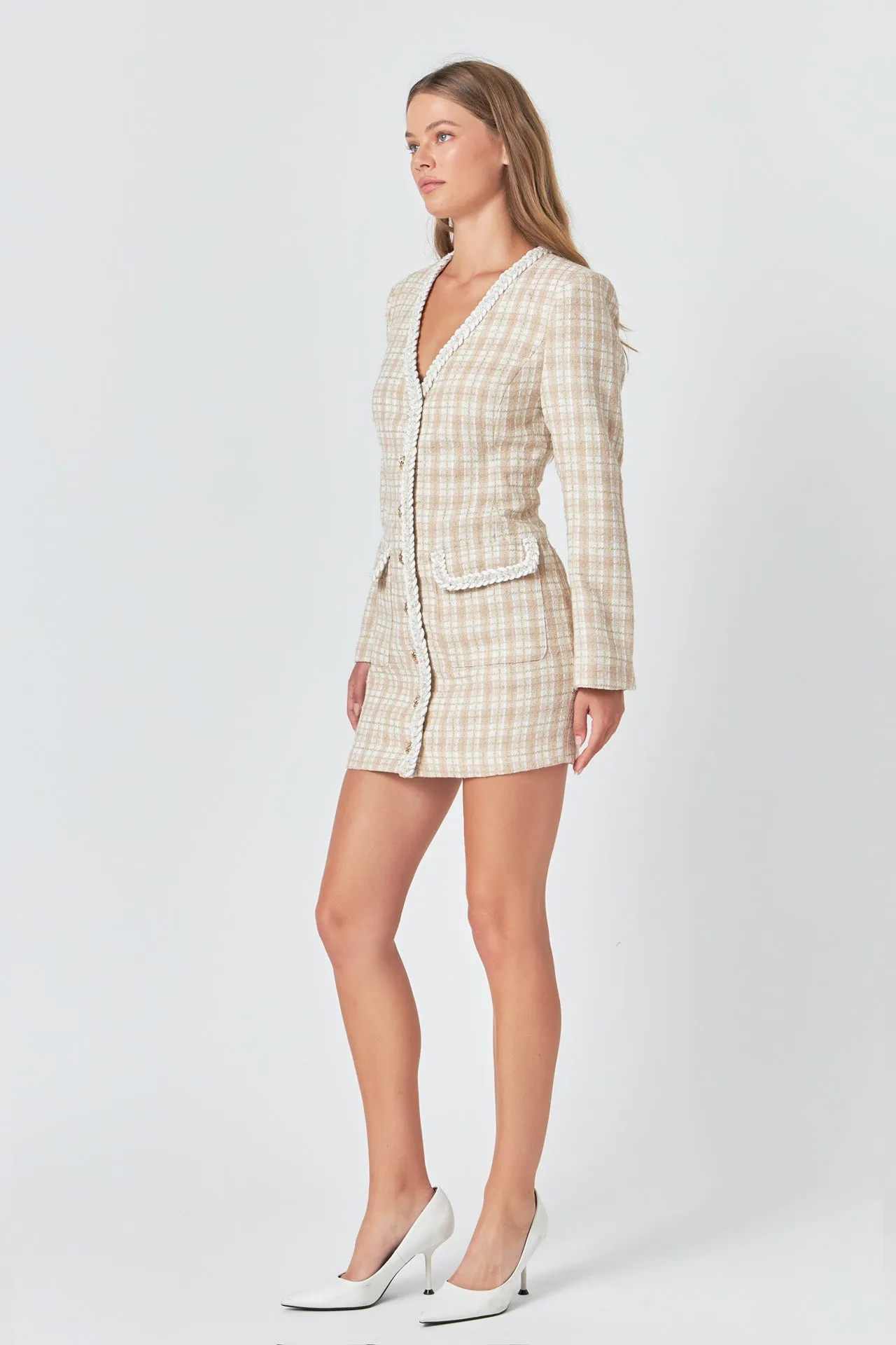 Endless Rose - Premium Long Sleeve Tweed Mini Dress