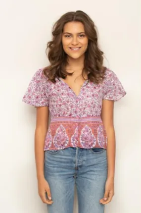 Fanny Printed Top Short Sleeves Pink