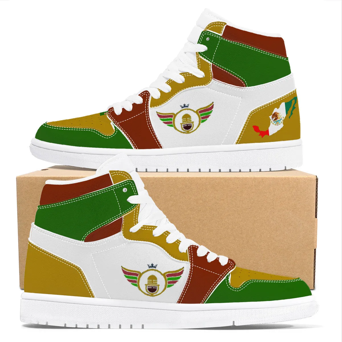 Gold Series - Green, Red and Gold | High Top Customized | Shoe Zero