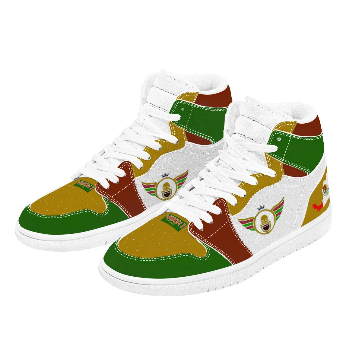 Gold Series - Green, Red and Gold | High Top Customized | Shoe Zero