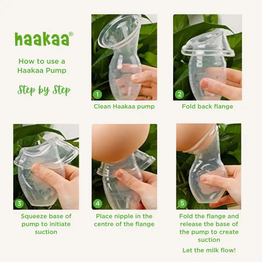 Haakaa Silicone Breast Pump & Flower Stopper (White)