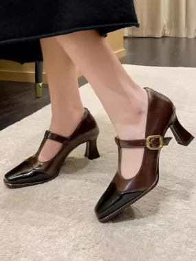 Hollow Split-Joint Square-Toe Pumps