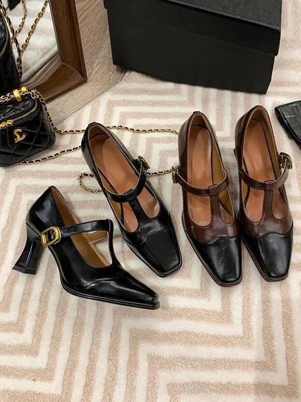 Hollow Split-Joint Square-Toe Pumps