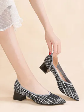 Houndstooth Pointed-Toe Shoes Pumps