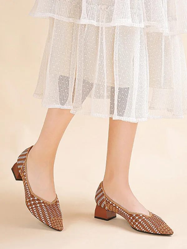 Houndstooth Pointed-Toe Shoes Pumps