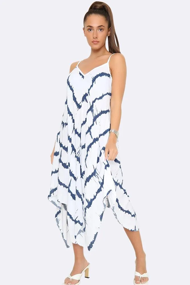 Italian Tie Dye Strappy Hanky Hem Dress