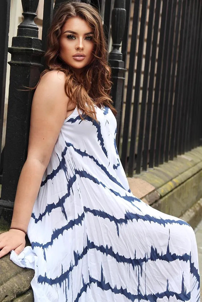 Italian Tie Dye Strappy Hanky Hem Dress