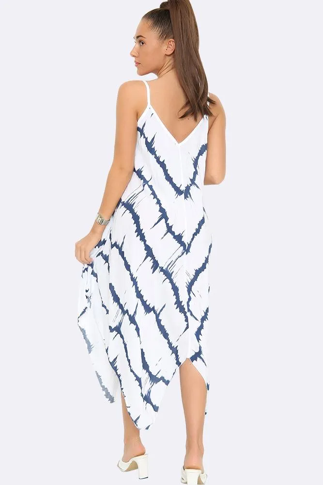 Italian Tie Dye Strappy Hanky Hem Dress