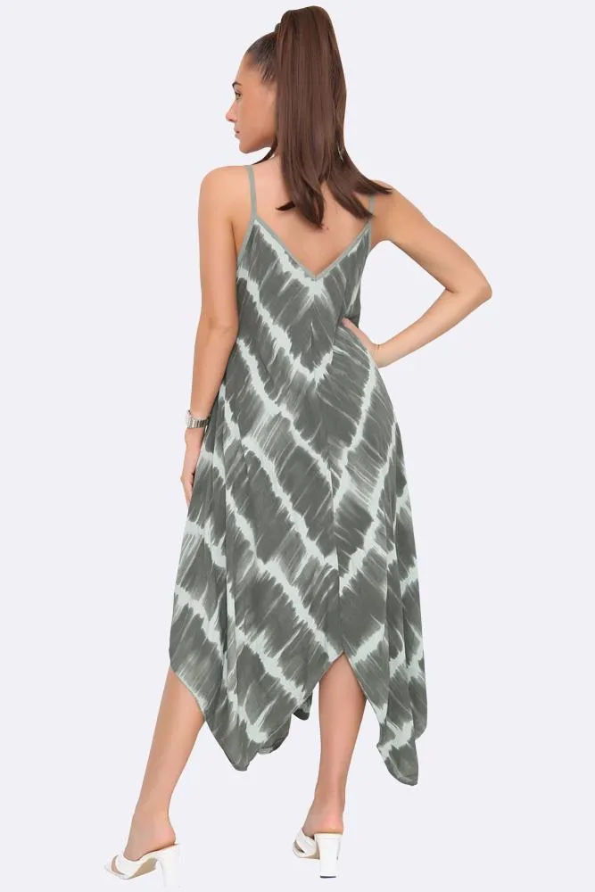 Italian Tie Dye Strappy Hanky Hem Dress