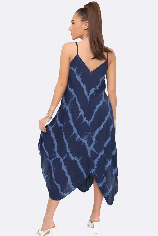 Italian Tie Dye Strappy Hanky Hem Dress