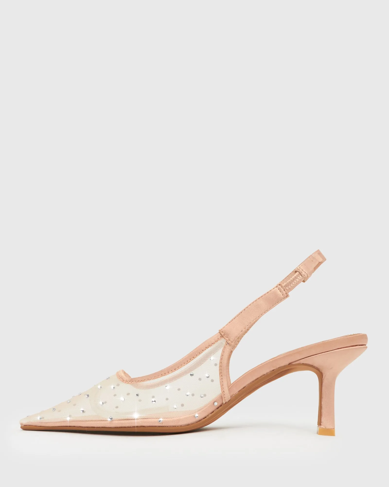 JEWEL Diamante Mesh Slingback Pumps