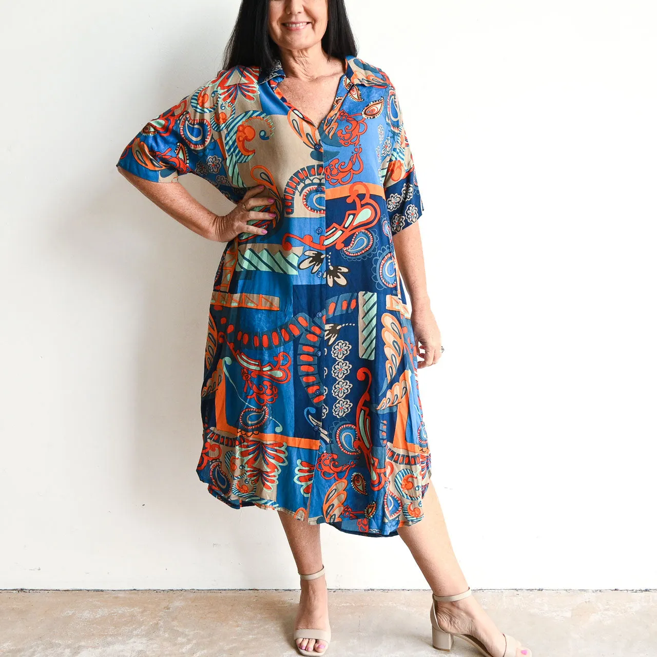 Kaftan Shirt Dress by Orientique Australia - Camps Bay - 30001