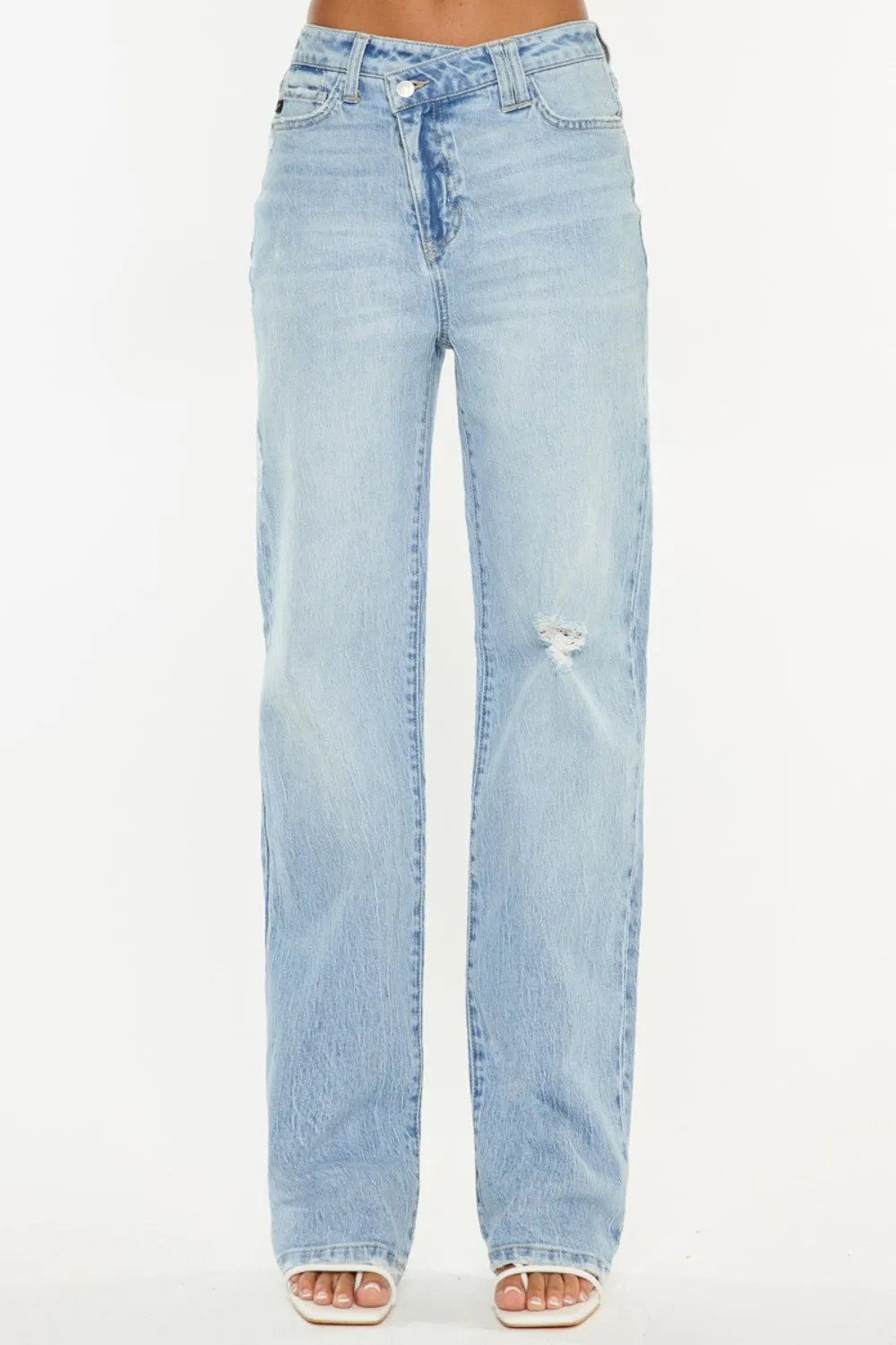 Kancan Faye Distressed High Waist Straight Jeans