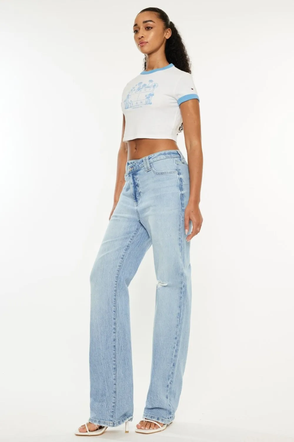 Kancan Faye Distressed High Waist Straight Jeans