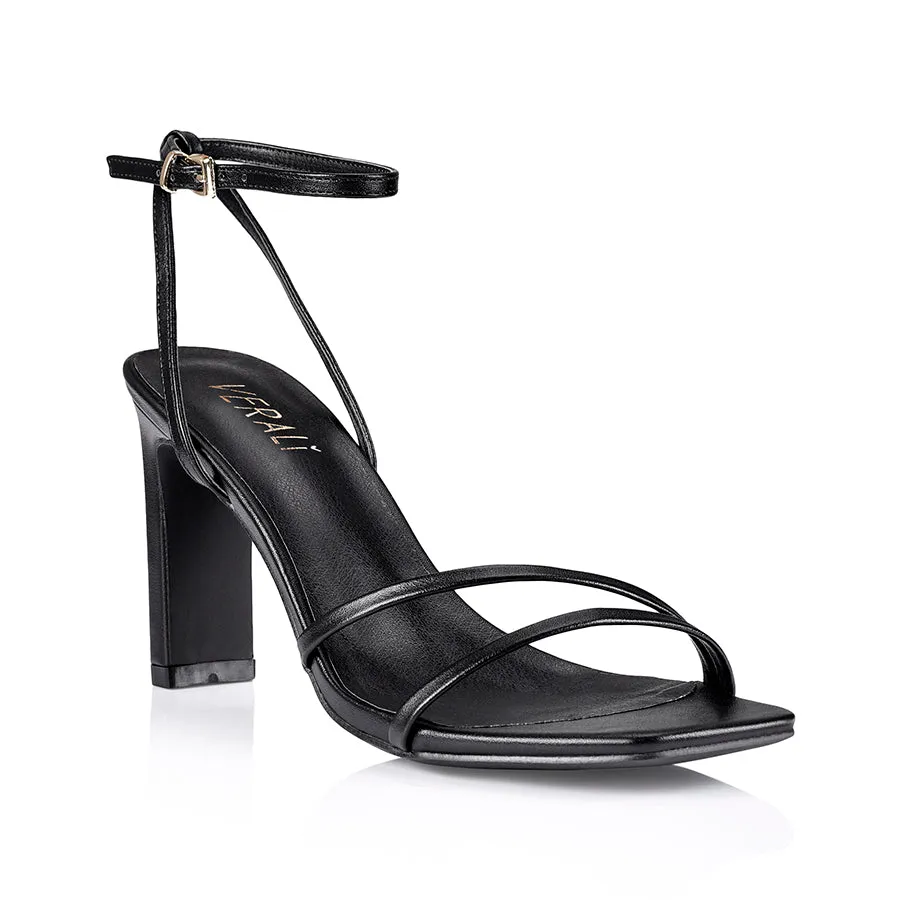 Kimmy Slim Strappy Heels - Black Smooth