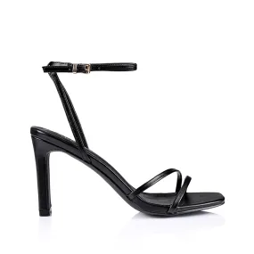 Kimmy Slim Strappy Heels - Black Smooth