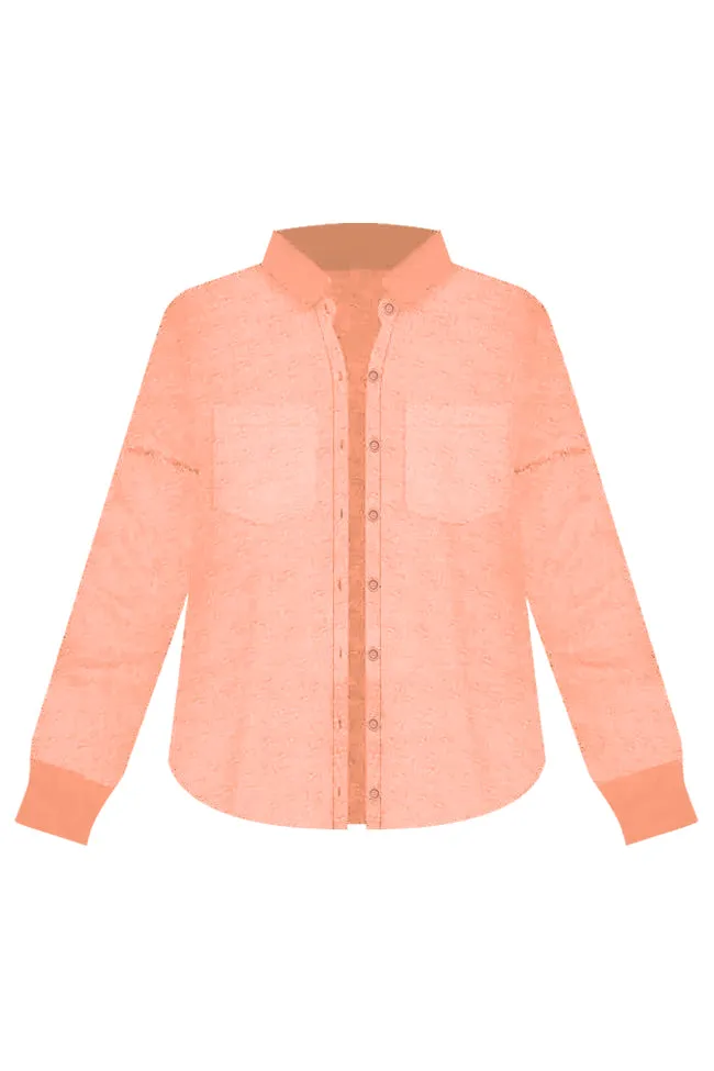 Let Me Adore You Orange Button Front Gauze Blouse FINAL SALE