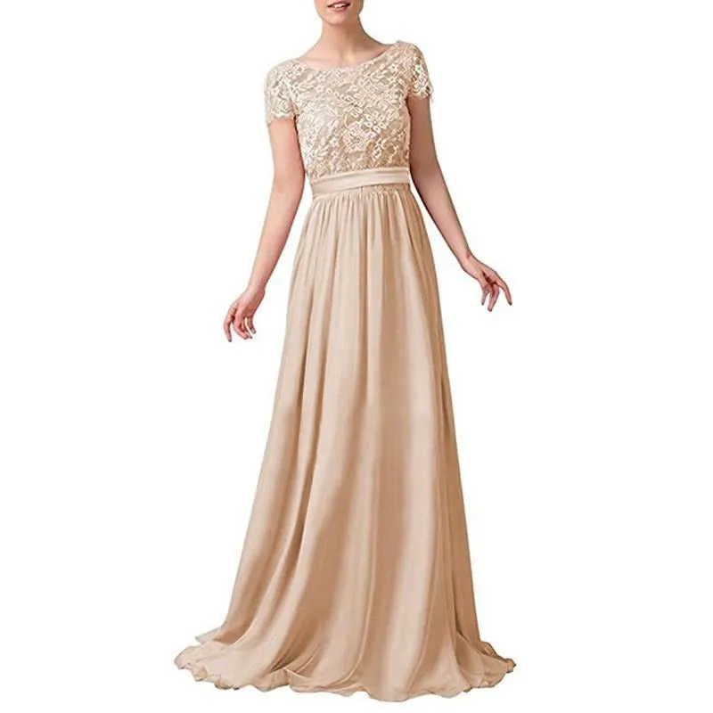 Long Prom Dress Evening Maxi Dress Short Sleeve Long Bridesmaid Gowns