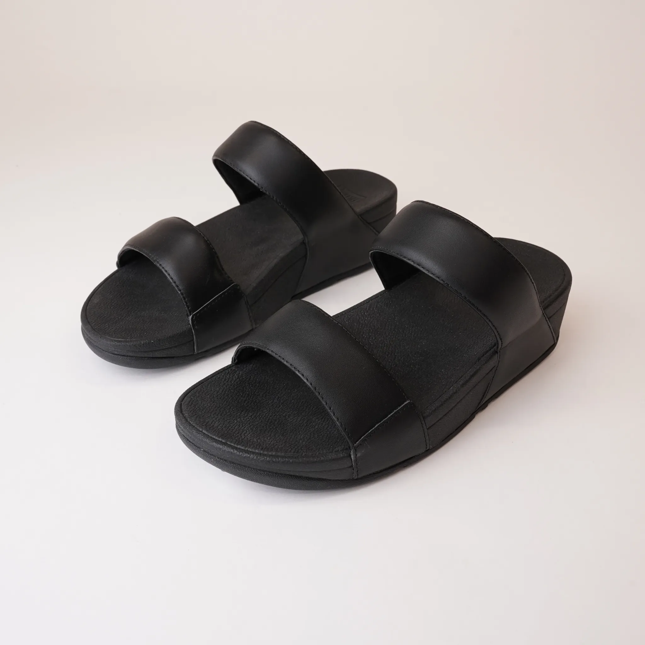 Lulu Leather Slides Black Sandals