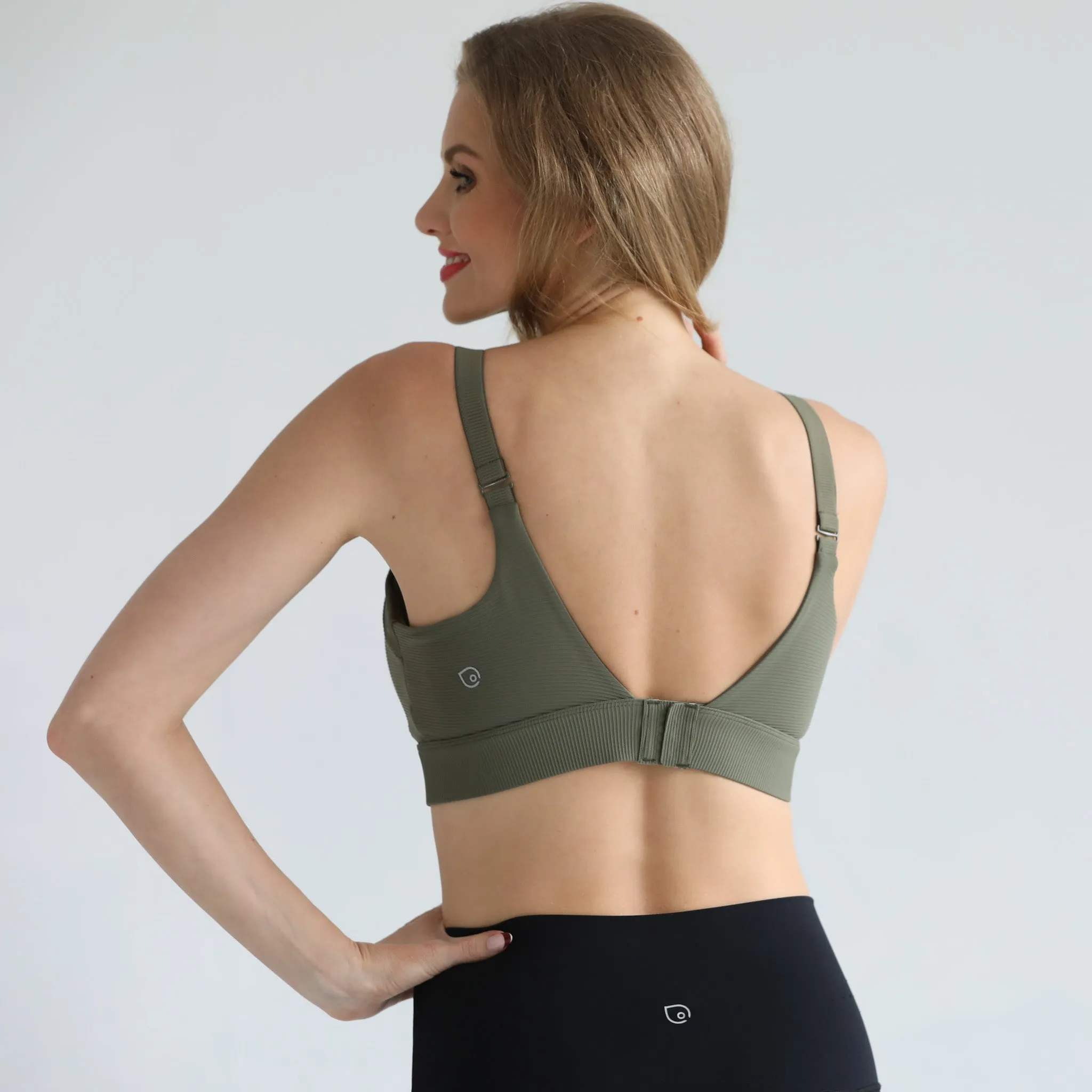 Maeve Run Times Sewn In Cups Nursing & Pumping Sports Bra (Dark Olive)