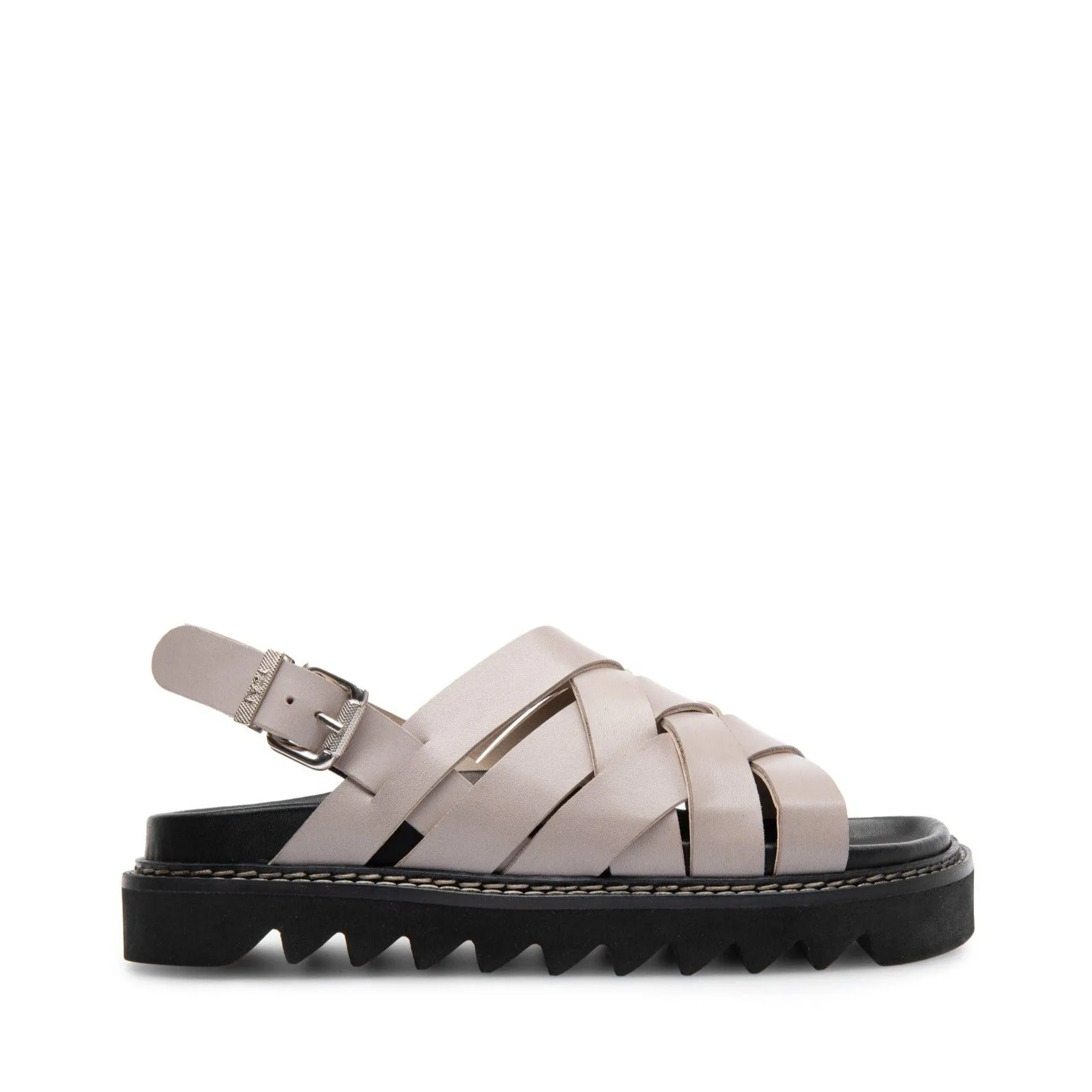 Maggie Taupe Leather Chunky Sandals