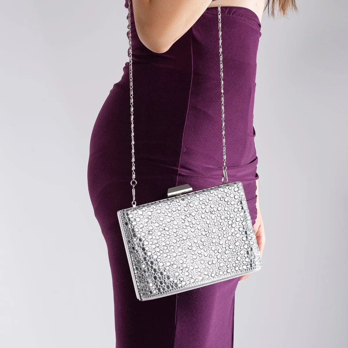 Marla Vegan Sequin Evening Clutch | Silver