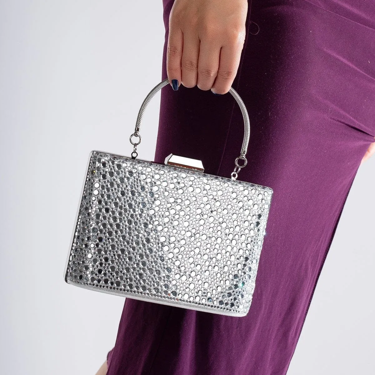 Marla Vegan Sequin Evening Clutch | Silver