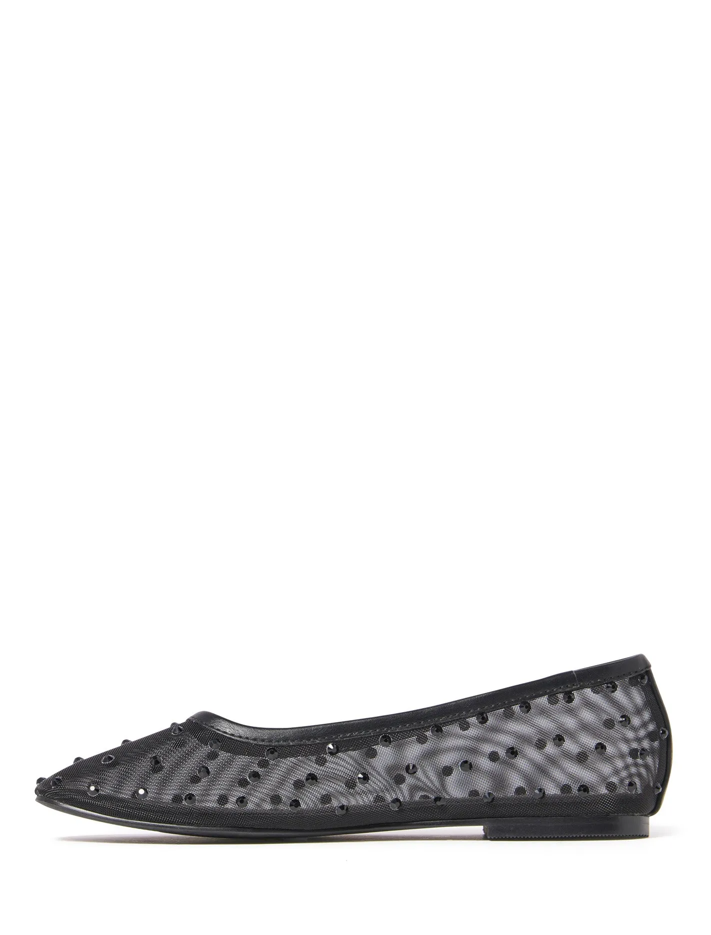 Marlie Mesh Diamante Flat Pump