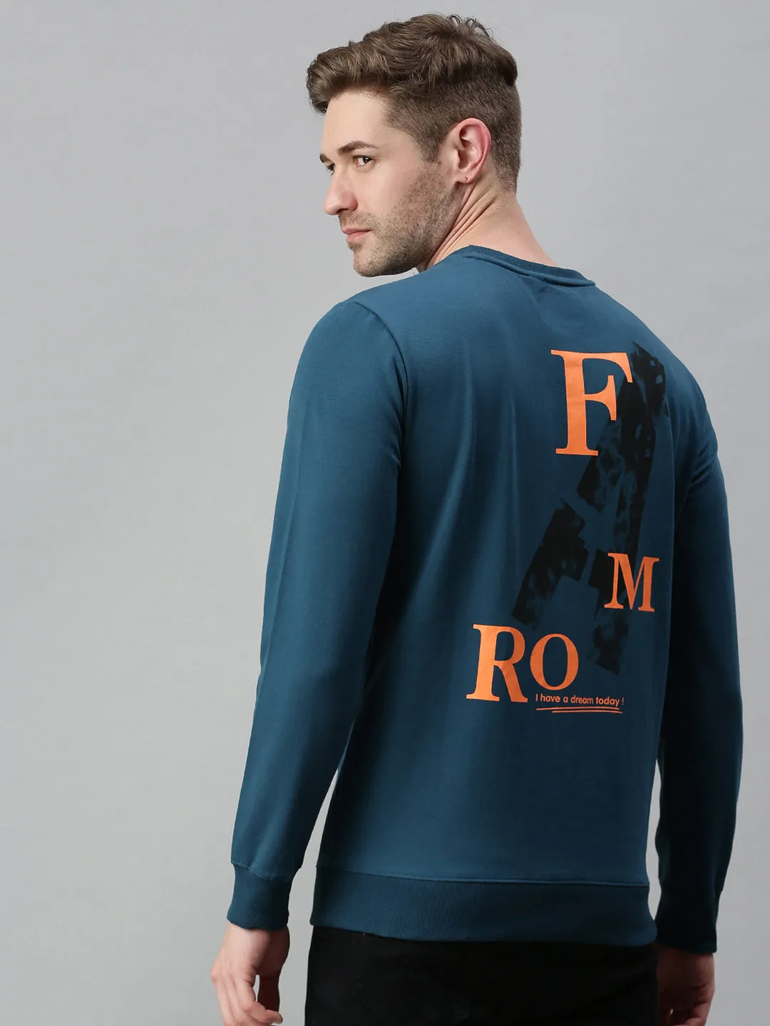 Men Graphic Blue Sweatshirt