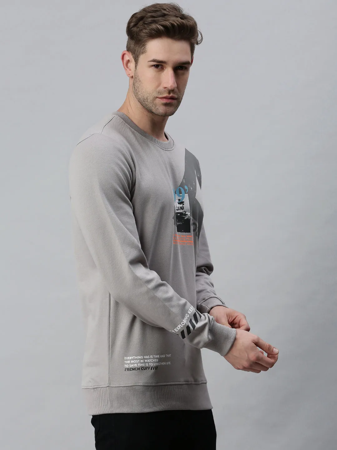 Men Graphic Grey Sweatshirt