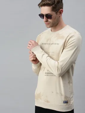 Men Printed Beige Sweatshirt