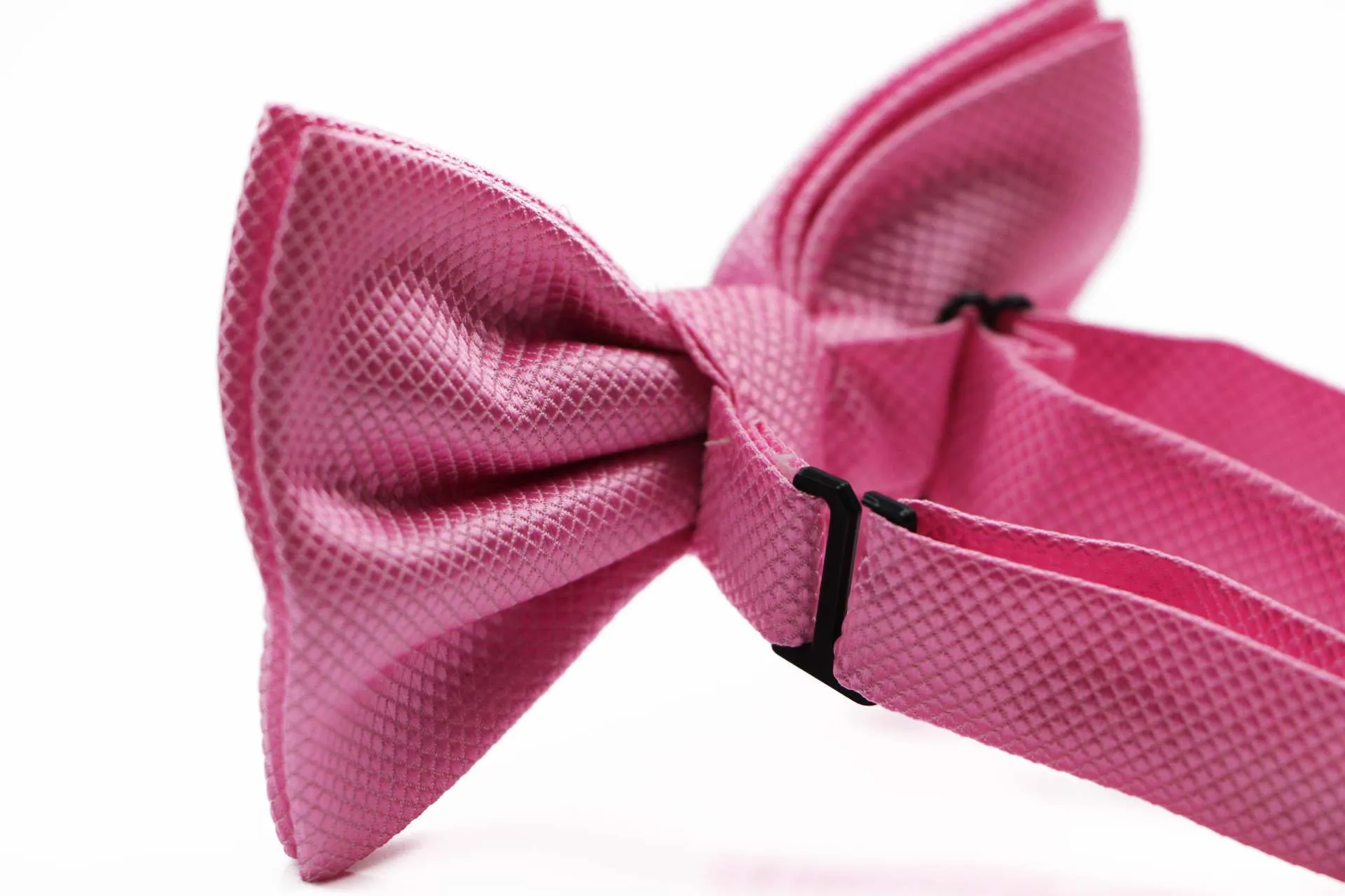 Mens Baby Pink Plain Coloured Checkered Bow Tie