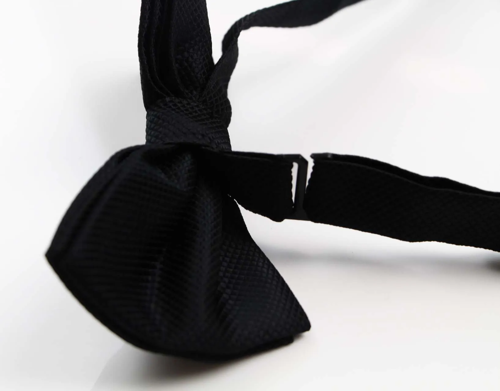 Mens Black Plain Coloured Checkered Bow Tie