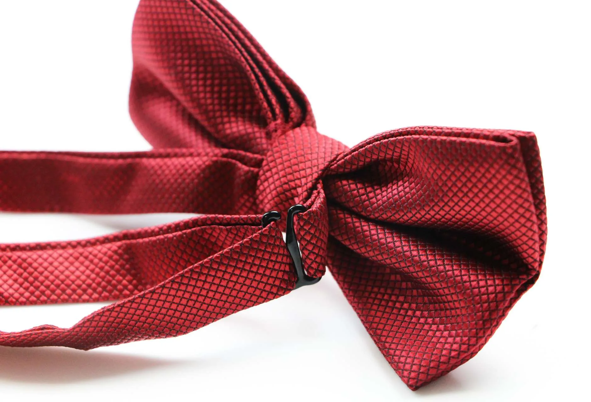 Mens Maroon Plain Coloured Checkered Bow Tie