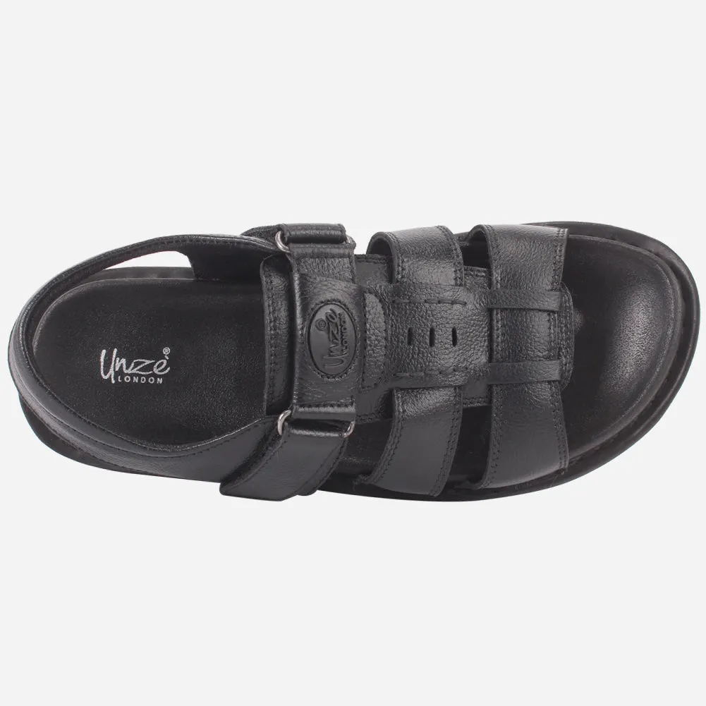 Men's "TEVIA" Leather Comfy Flats Summer Sandals