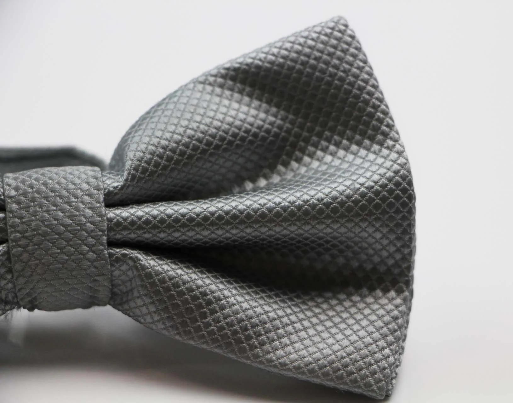 Mens Silver Plain Coloured Checkered Bow Tie