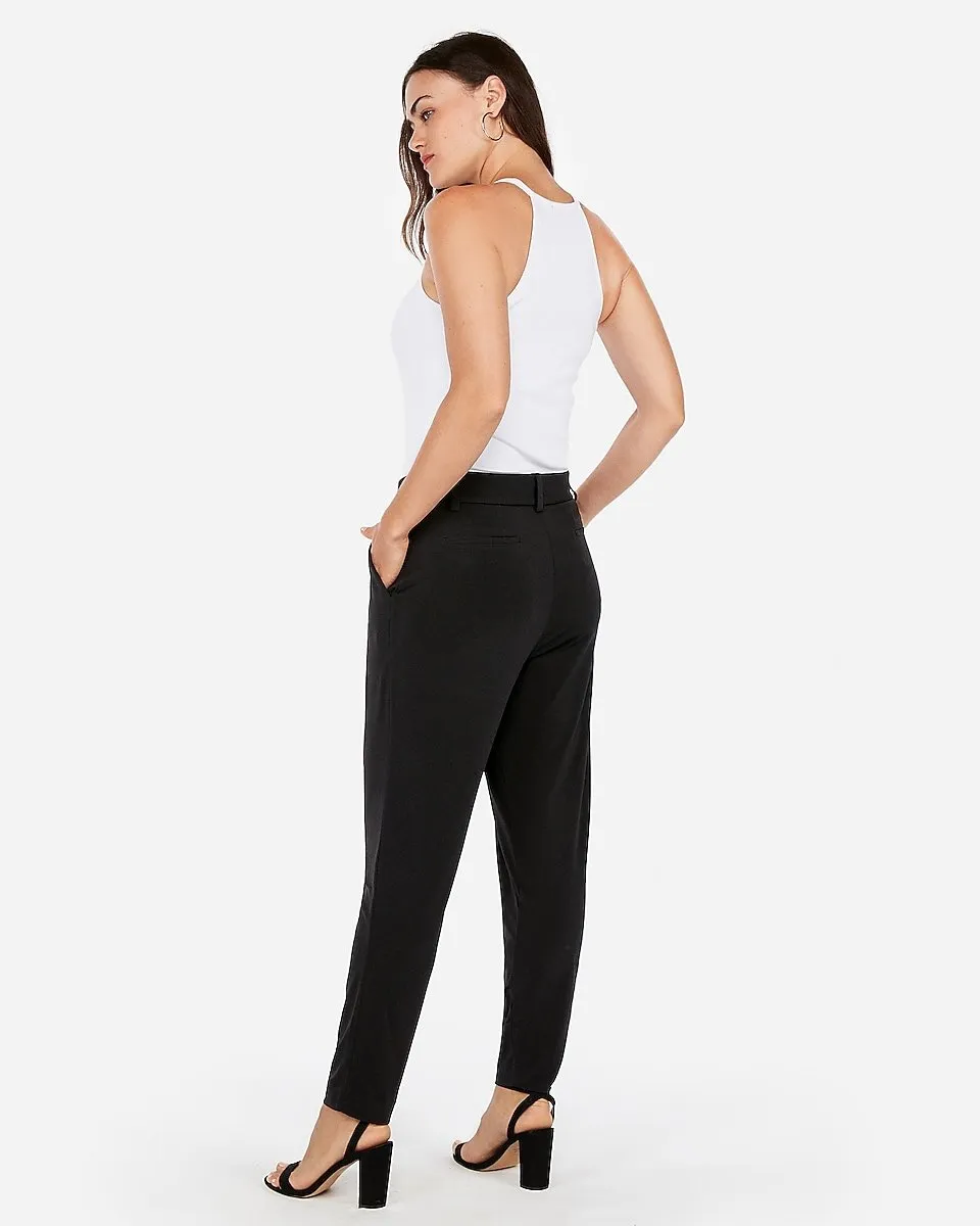 Mid Rise Jersey Paperbag Pant in Pitch Black